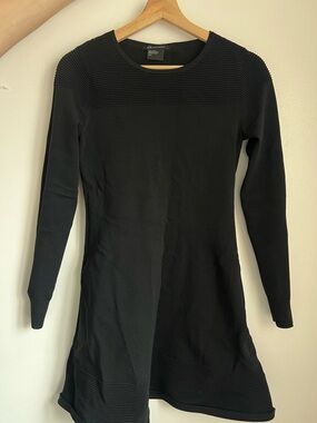 A/X Armani Exchange Black Ribbed Yoke Long Sleeve Knit Dress
